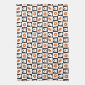 Retro Ghosts Halloween | Schattigee Pastel Ghost K Theedoek (Verticaal)