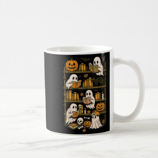 Retro Ghosts Leesboek Halloween Boekenplank Spoo Koffiemok (Rechts)
