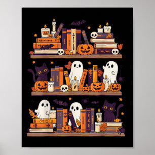 Retro Ghosts Leesboek Halloween Boekenplank Spoo Poster