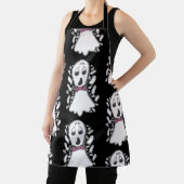 Retro Ghosts Patroon Halloween Cartoon Schort (Insitu)