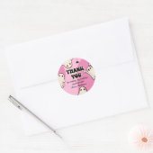 Retro Ghosts Pink Halloween Dank u Ronde Sticker (Envelop)