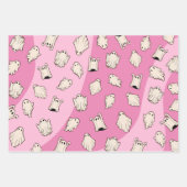 Retro Ghosts Pink Halloween Inpakpapier Vel (Voorkant 3)