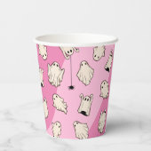 Retro Ghosts Pink Halloween Party Papieren Bekers (Achterkant)