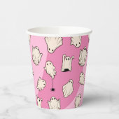 Retro Ghosts Pink Halloween Party Papieren Bekers (Links)