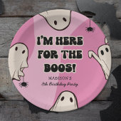 Retro Ghosts Roze Halloween Verjaardagsfeest Papieren Bordje
