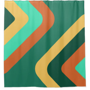 Retro Giant Diamonds Blauwgroen Multicolored Douchegordijn