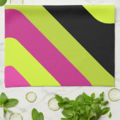 Retro Giant Diamonds Chartreuse Magenta Theedoek (Gevouwen)