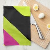 Retro Giant Diamonds Chartreuse Magenta Theedoek (Quarter Fold)