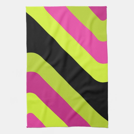 Retro Giant Diamonds Chartreuse Magenta Theedoek (Verticaal)