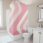 Retro Giant Diamonds Pink Vanilla Douchegordijn (In situ)