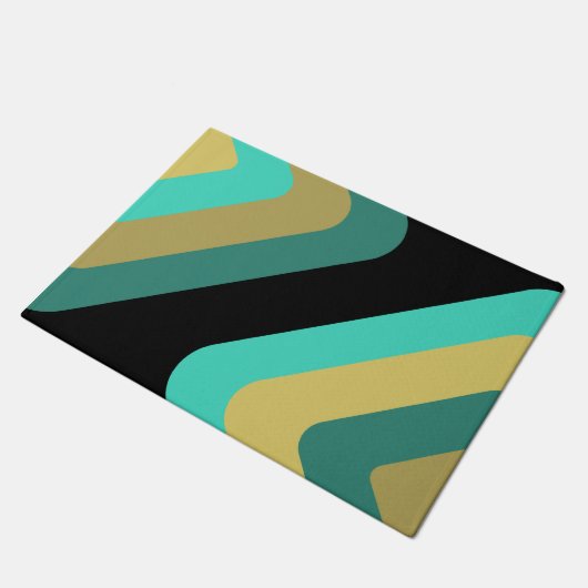 Retro Giant Diamonds Turquoise Gold Deurmat (Schuin)