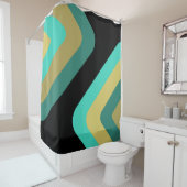 Retro Giant Diamonds Turquoise Gold Douchegordijn (In situ)