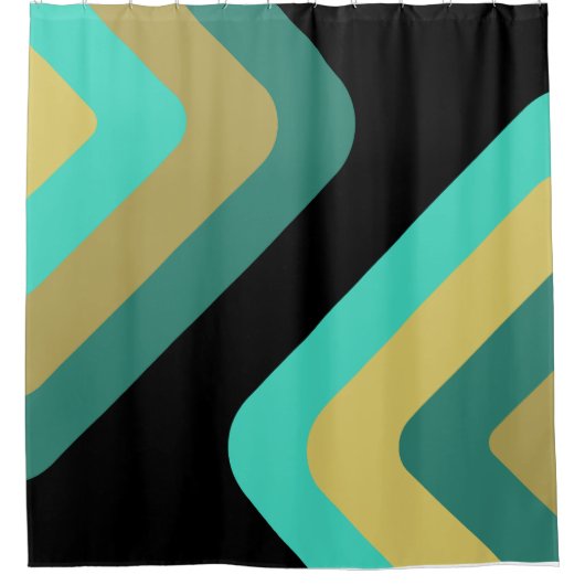 Retro Giant Diamonds Turquoise Gold Douchegordijn (Voorkant)