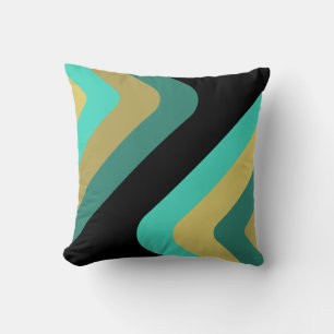 Retro Giant Diamonds Turquoise Gold Kussen