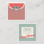 Retro Gift-kerstfeestvrije Drink Voucher Vierkante Visitekaartje (Voorkant / Achterkant)