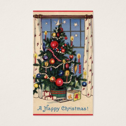 Retro Gift Label-Bekijk terug Visitekaartje (Voorkant)
