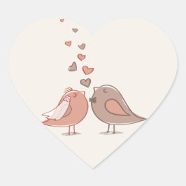 Retro Giften van de Vogels van de Bruid en van de Hart Sticker