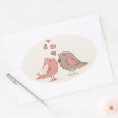 Retro Giften van de Vogels van de Bruid en van de Ovale Sticker (Envelop)
