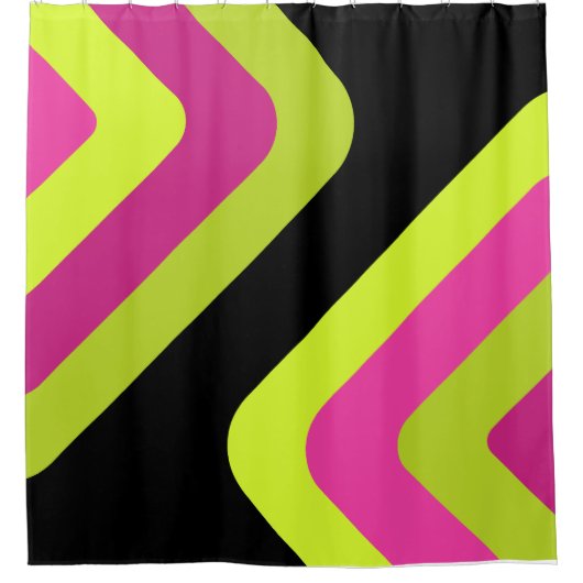 Retro Gigant Diamanten Chartreuse Magenta Douchegordijn (Voorkant)