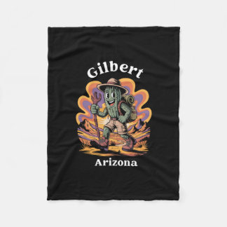 Retro Gilbert Arizona Hiking Trail Adventure Cactu Fleece Deken