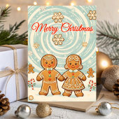 Retro Gingerbread Blizzard Christmas Feestdagen Kaart