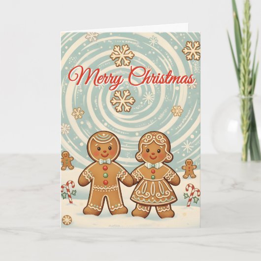 Retro Gingerbread Blizzard Christmas Feestdagen Kaart (Voorkant)
