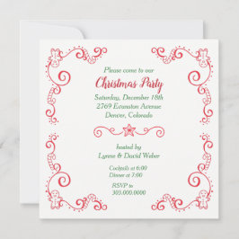 Retro Gingerbread Candy Cane Border Holiday Party Kaart