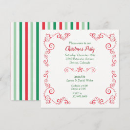 Retro Gingerbread Candy Cane Border Holiday Party Kaart