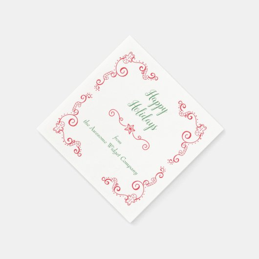 Retro Gingerbread Candy Cane Border Holiday Servetten (Hoek)