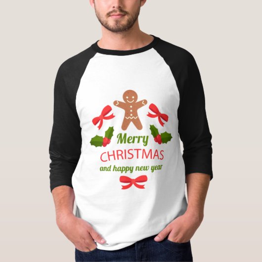 Retro Gingerbread Christmas Raglan Tee USA T-shirt (Voorkant)
