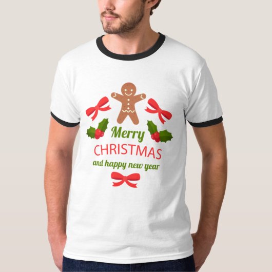Retro Gingerbread Christmas Ringer Tee USA T-shirt (Voorkant)