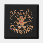 Retro Gingerbread Cowboy Western Howdy Christmas U Magneet (Voorkant)