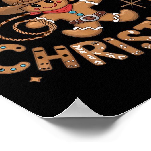 Retro Gingerbread Cowboy Western Howdy Christmas U Poster (Hoek)