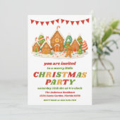 Retro Gingerbread Editable Christmas Party Kaart (Staand voorkant)