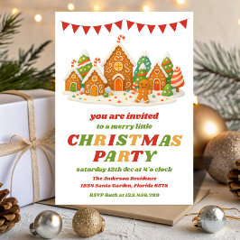 Retro Gingerbread Editable Christmas Party Kaart