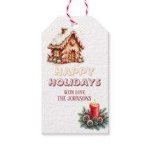 Retro Gingerbread House Holiday Gift Label
