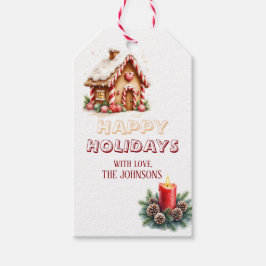  Retro Gingerbread House Holiday Gift Label Cadeaulabel
