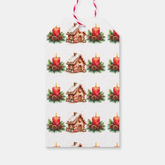  Retro Gingerbread House Holiday Gift Label Cadeaulabel (Achterkant)