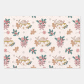 Retro Gingerbread Kersttraktaties Inpakpapier Vel (Voorkant)