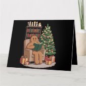 Retro Gingerbread Leesboeken Kerstleraar Kaart (Voorkant)