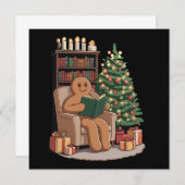 Retro Gingerbread Leesboeken Kerstleraar Kaart (Voorkant / Achterkant)
