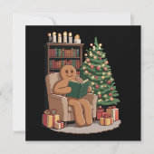 Retro Gingerbread Leesboeken Kerstleraar Kaart (Voorkant)