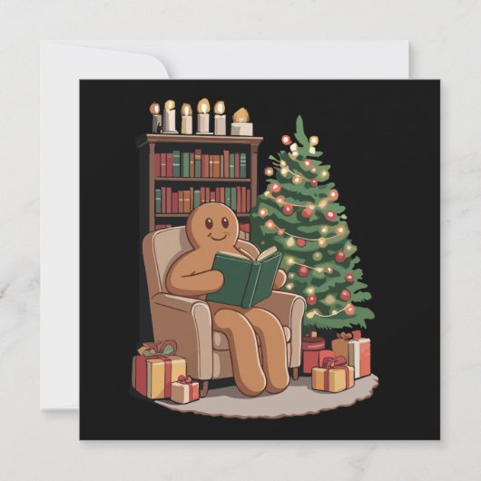 Retro Gingerbread Leesboeken Kerstleraar Kaart (Voorkant)