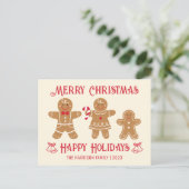 Retro Gingerbread Man Cookies Familie Kerstmis Briefkaart (Staand voorkant)