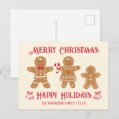 Retro Gingerbread Man Cookies Familie Kerstmis Briefkaart (Voorkant / Achterkant)