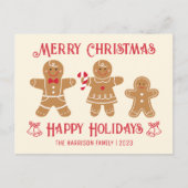 Retro Gingerbread Man Cookies Familie Kerstmis Briefkaart (Voorkant)