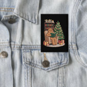 Retro Gingerbread Reading Books Christmas Teacher  Button (Insitu)