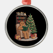 Retro Gingerbread Reading Books Christmas Teacher Metalen Ornament (Voorkant)