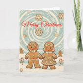 Retro-gingerbread-sneeuwstorm Kerstmis Feestdagen Kaart (Voorkant)