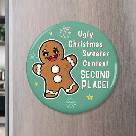 Retro Gingerbread Ugly Xmas Sweater Contest 2e Magneet